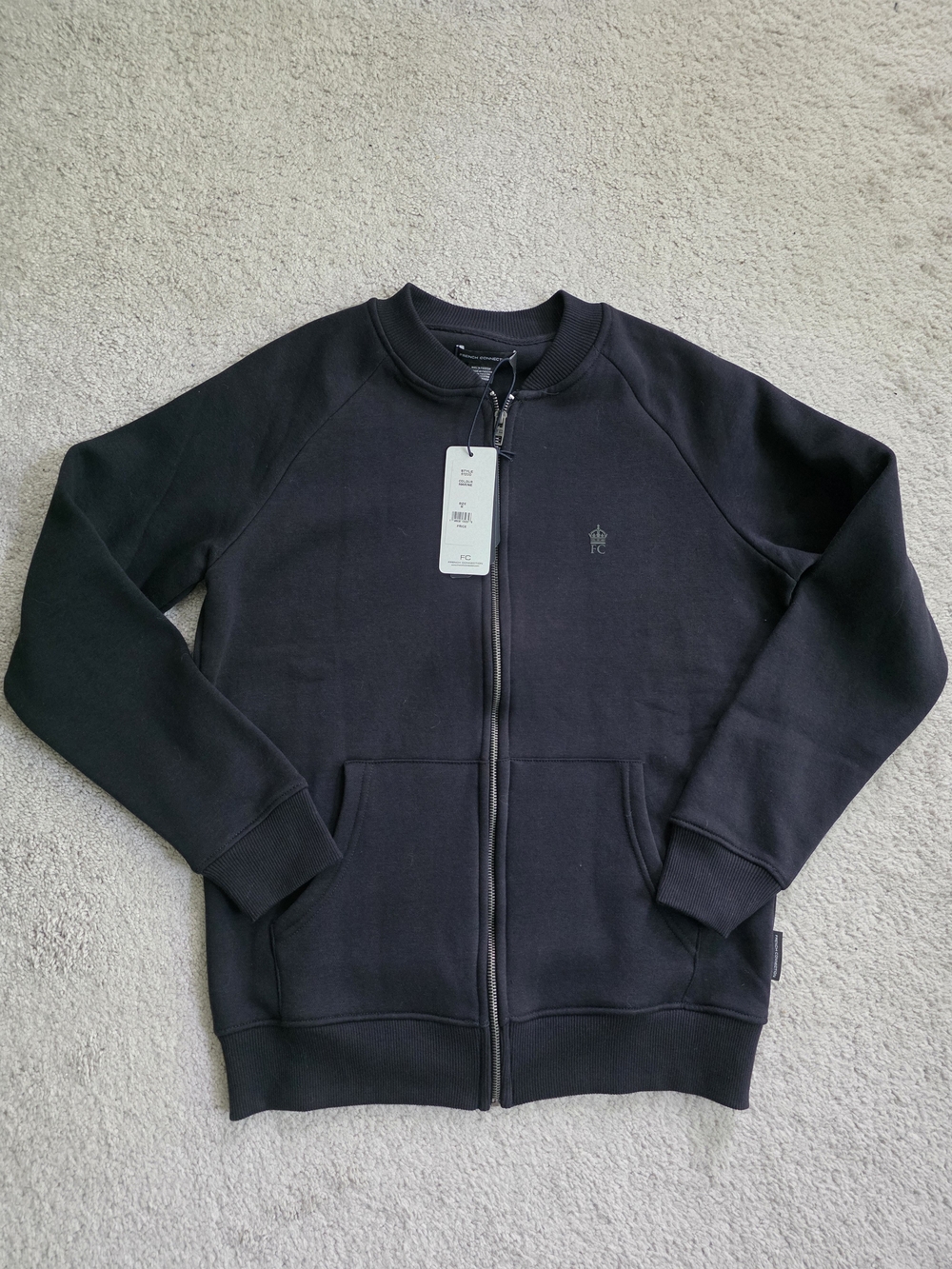 French Connection Men's Black Zip-Up Crew Sweater